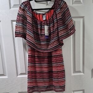 Catherines Red and Blue Striped Blouse